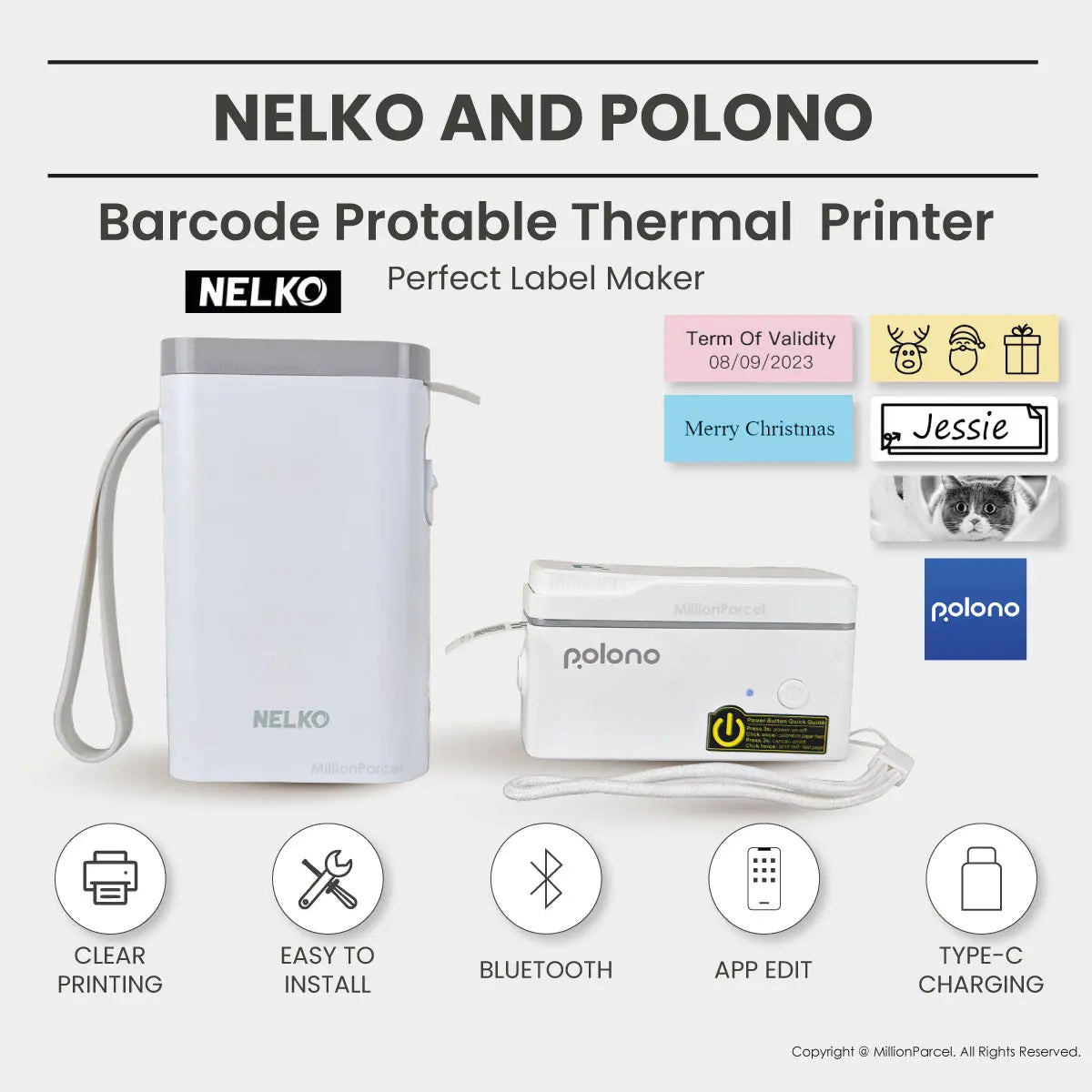 NELKO Thermal Printer | POLONO Name Label Printer - MillionParcel