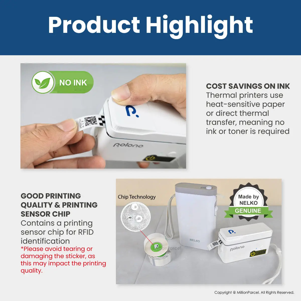 NELKO Thermal Printer | POLONO Name Label Printer - MillionParcel