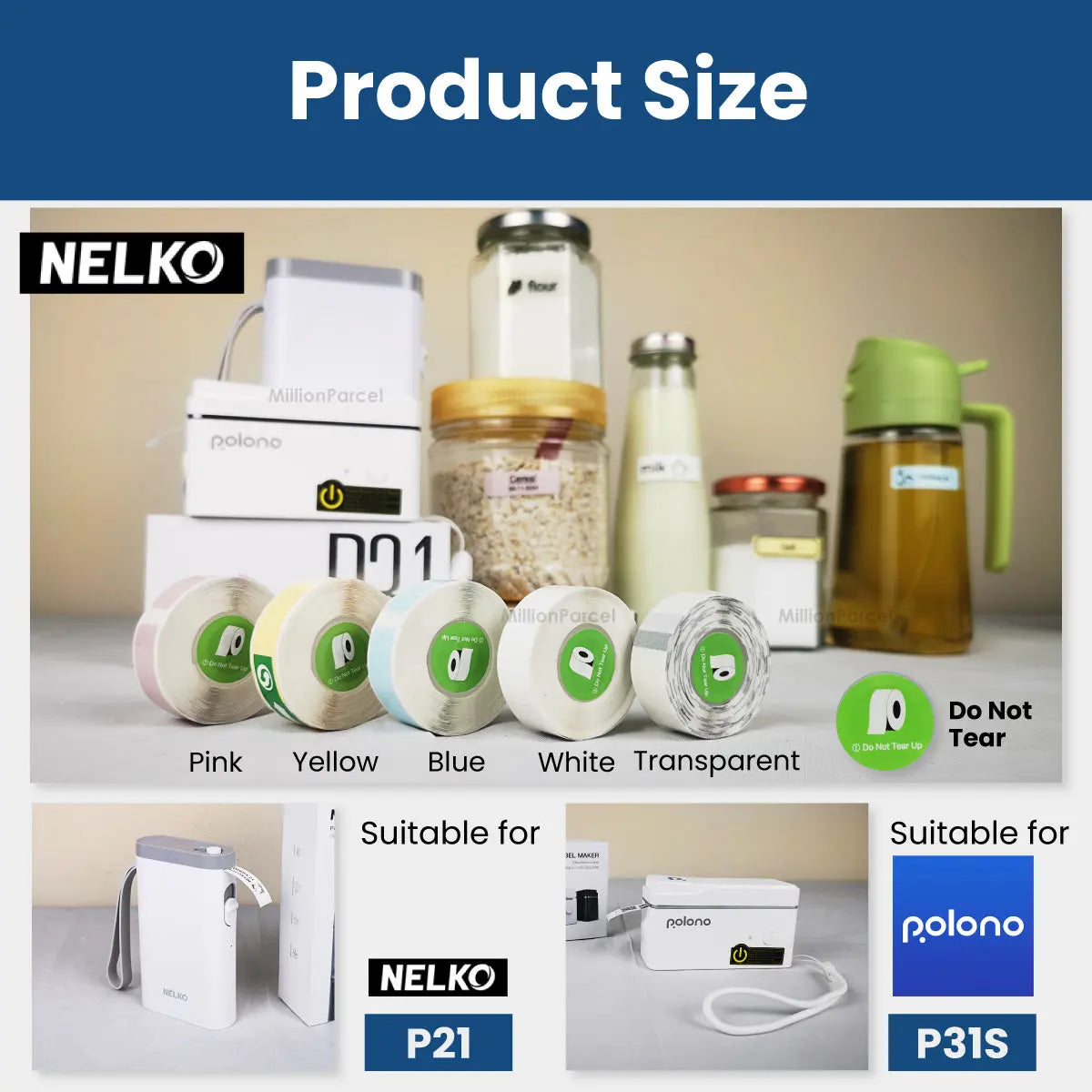 Nelko P21 & Polono P31S White Paper Sticker | Waterproof and Tear-proof Label - MillionParcel