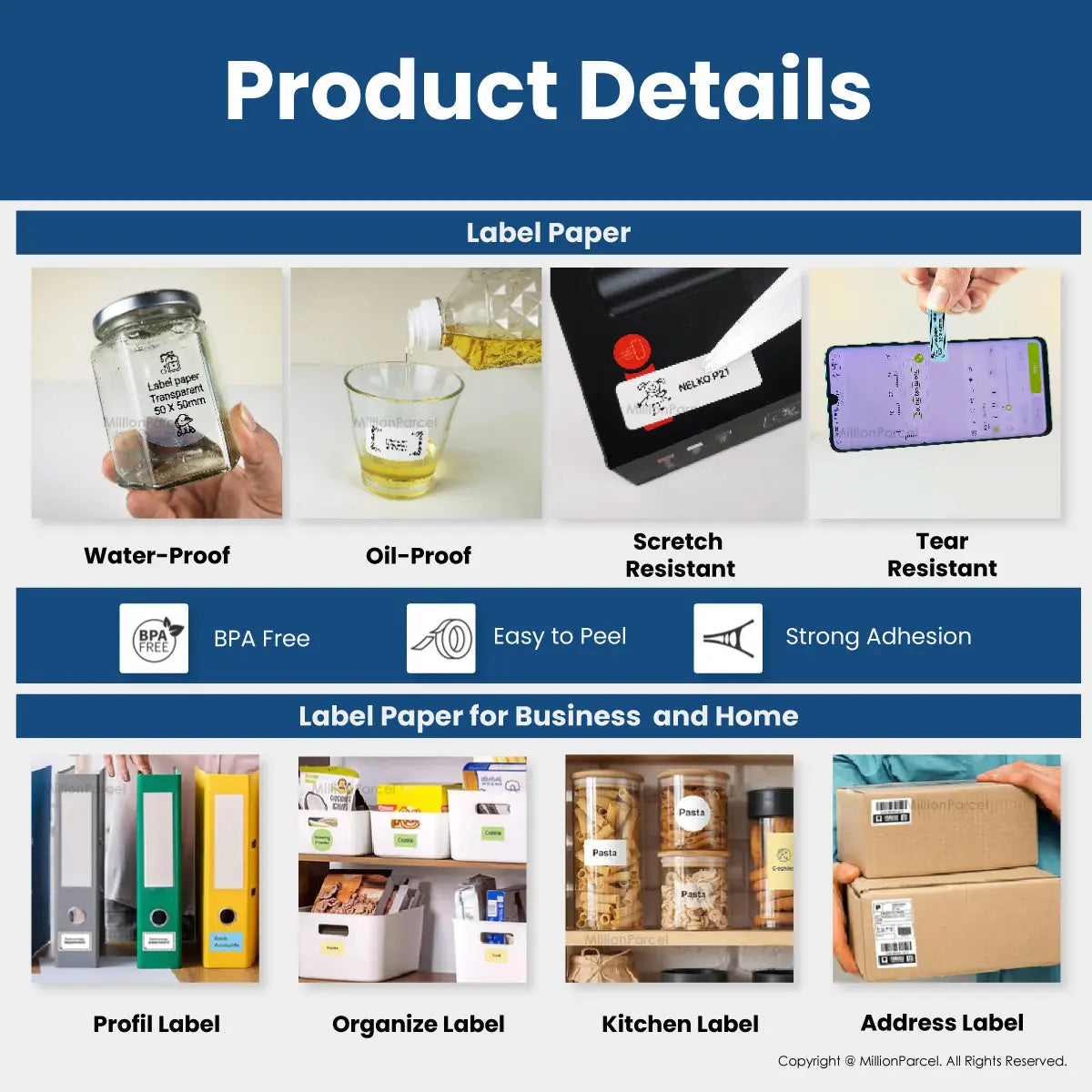 Nelko P21 & Polono P31S White Paper Sticker | Waterproof and Tear-proof Label - MillionParcel