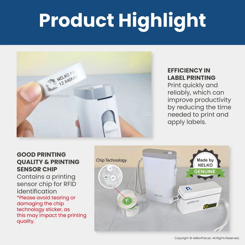 Nelko P21 & Polono P31S White Paper Sticker | Waterproof and Tear-proof Label - MillionParcel