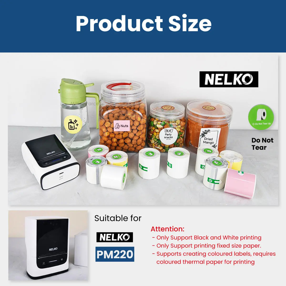 Nelko PM220 Thermal Label Printing Paper | Waterproof, Oilproof and Tearproof Label - MillionParcel