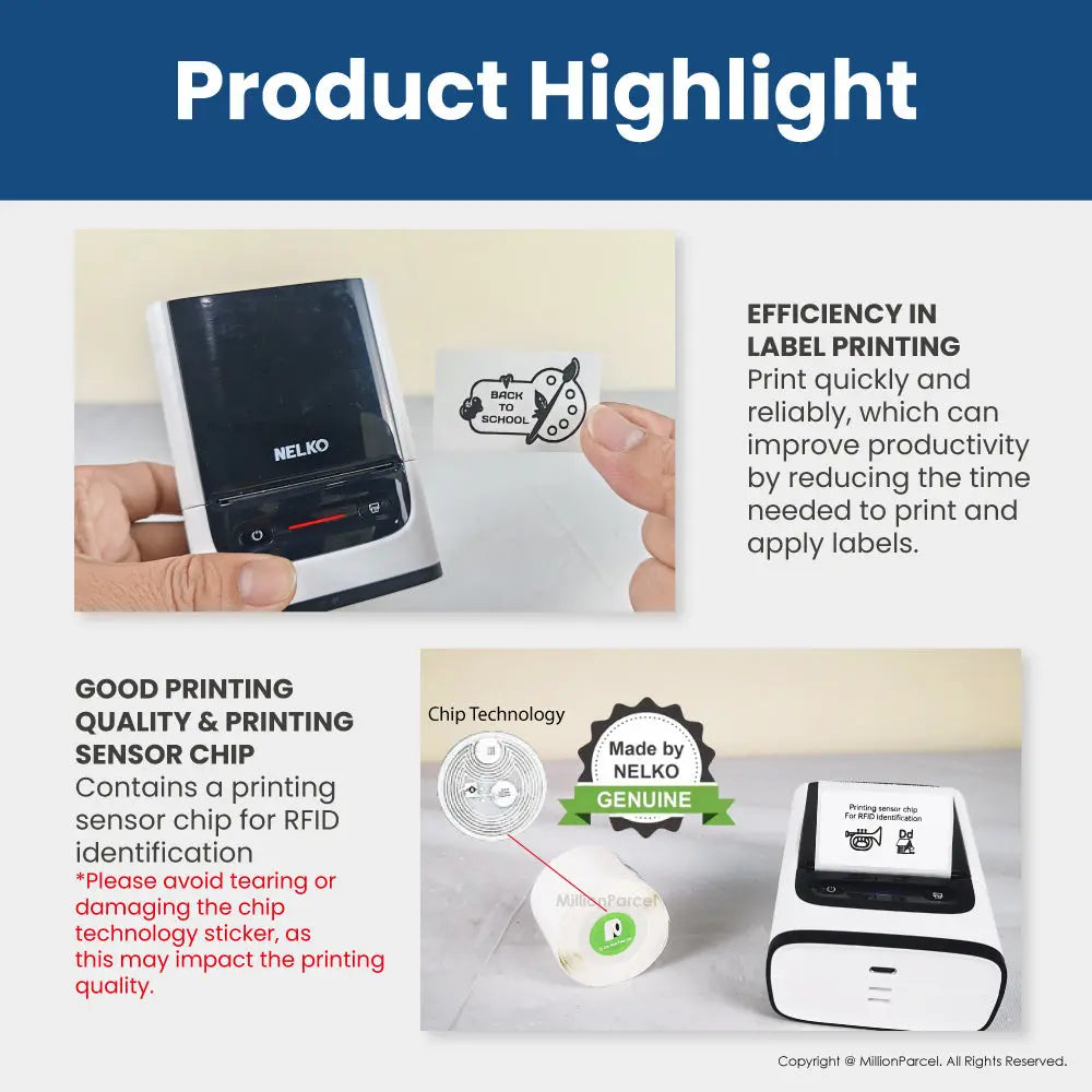 Nelko PM220 Thermal Label Printing Paper | Waterproof, Oilproof and Tearproof Label - MillionParcel