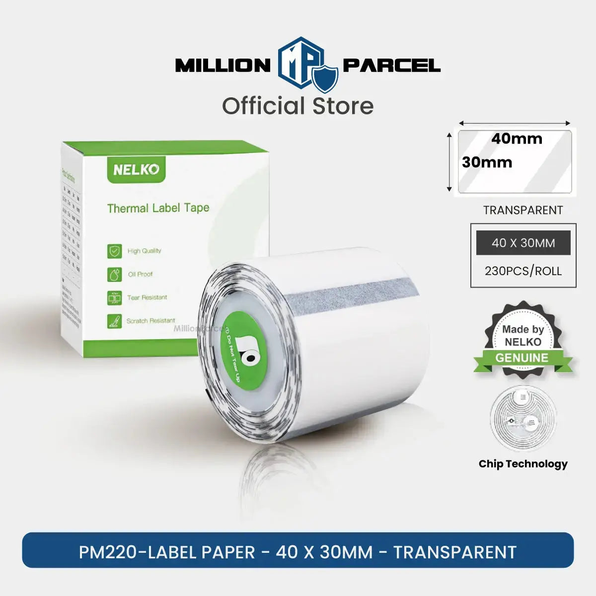 Nelko PM220 Thermal Label Printing Paper | Waterproof, Oilproof and Tearproof Label - MillionParcel