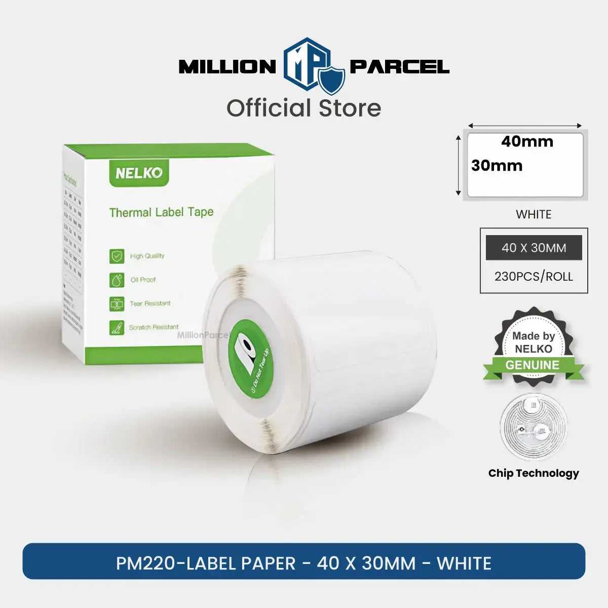 Nelko PM220 Thermal Label Printing Paper | Waterproof, Oilproof and Tearproof Label - MillionParcel
