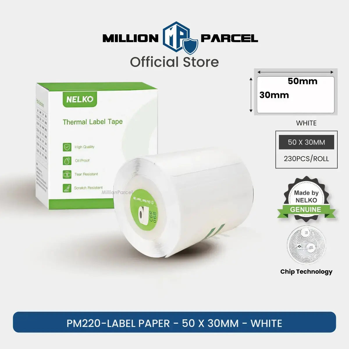 Nelko PM220 Thermal Label Printing Paper | Waterproof, Oilproof and Tearproof Label - MillionParcel