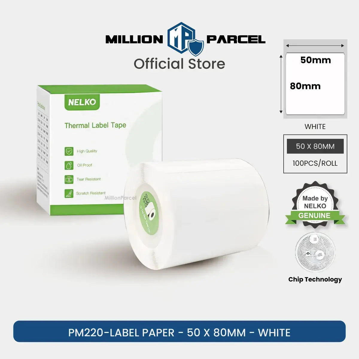 Nelko PM220 Thermal Label Printing Paper | Waterproof, Oilproof and Tearproof Label - MillionParcel