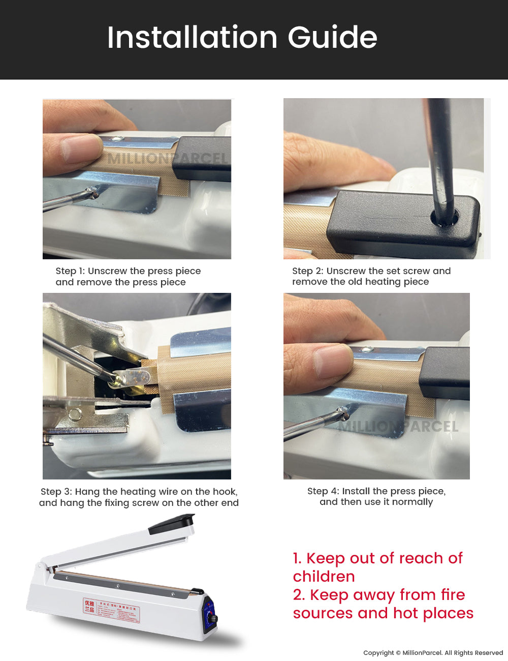 Sealing Machine Heat Wire + High Temperature cloth