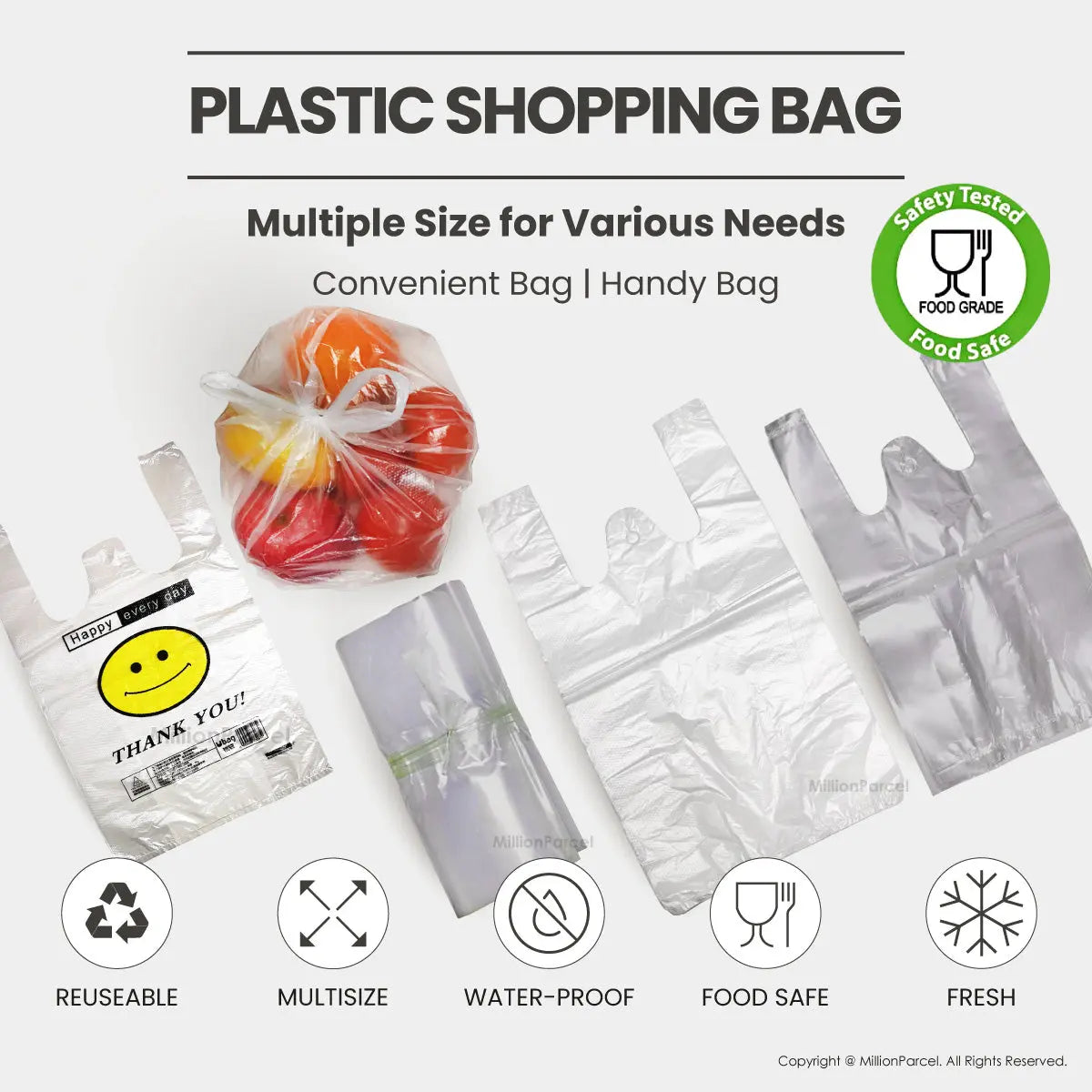 Transparent Plastic Bag | Takeaway Bag | Food Bag - MillionParcel