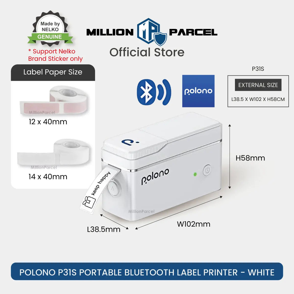 NELKO P21 Thermal Printer | POLONO P31S Name Label Printer - MillionParcel