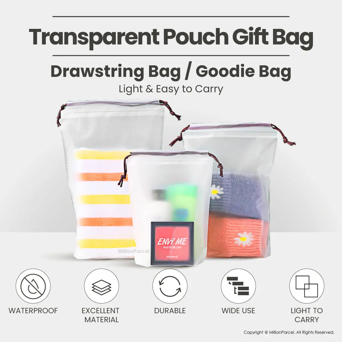 Transparent Drawstring Pouch | Drawstring Bag - MillionParcel