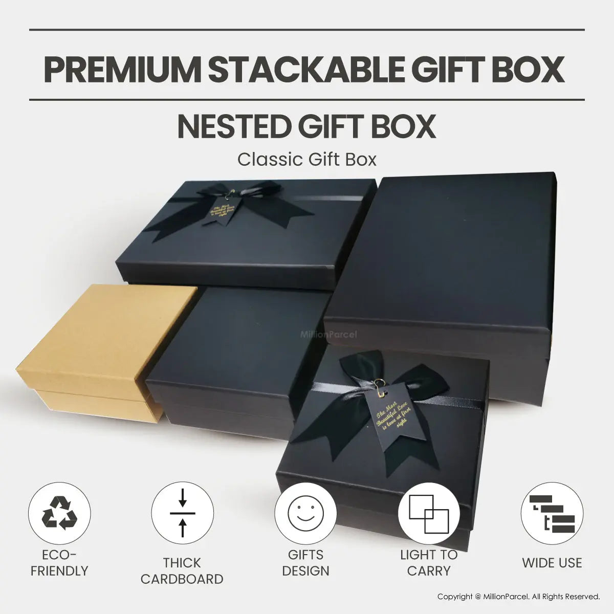 Premium Stackable Gift Box | Lid and Base Gift Boxes - MillionParcel