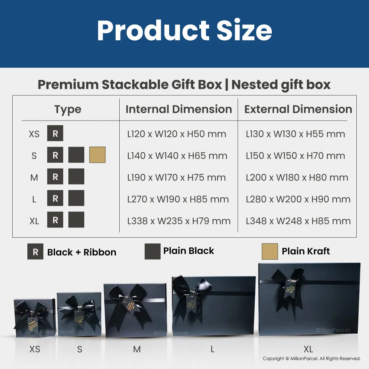 Premium Stackable Gift Box | Lid and Base Gift Boxes - MillionParcel