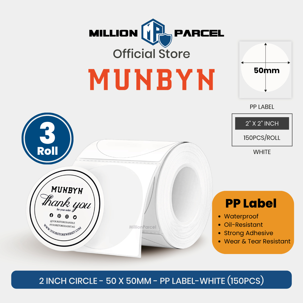 MUNBYN Big Thermal Label Roll | Custom / Branded / Barcode Label