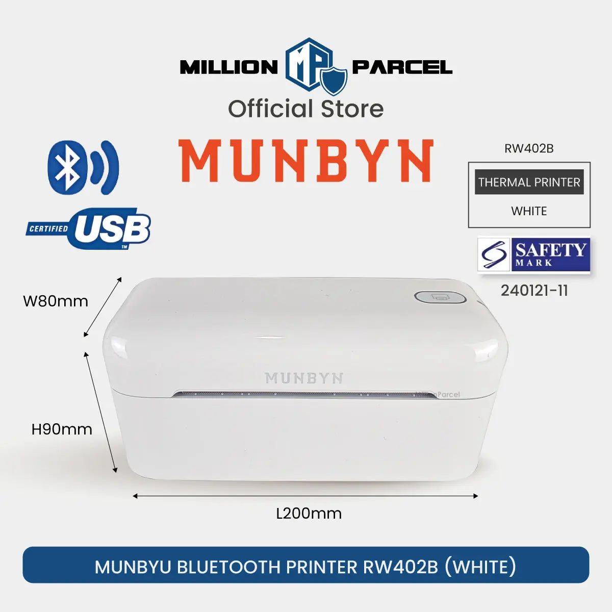 MUNBYN 941B & RW402B Bluetooth Thermal Label Printer for Small Business - MillionParcel