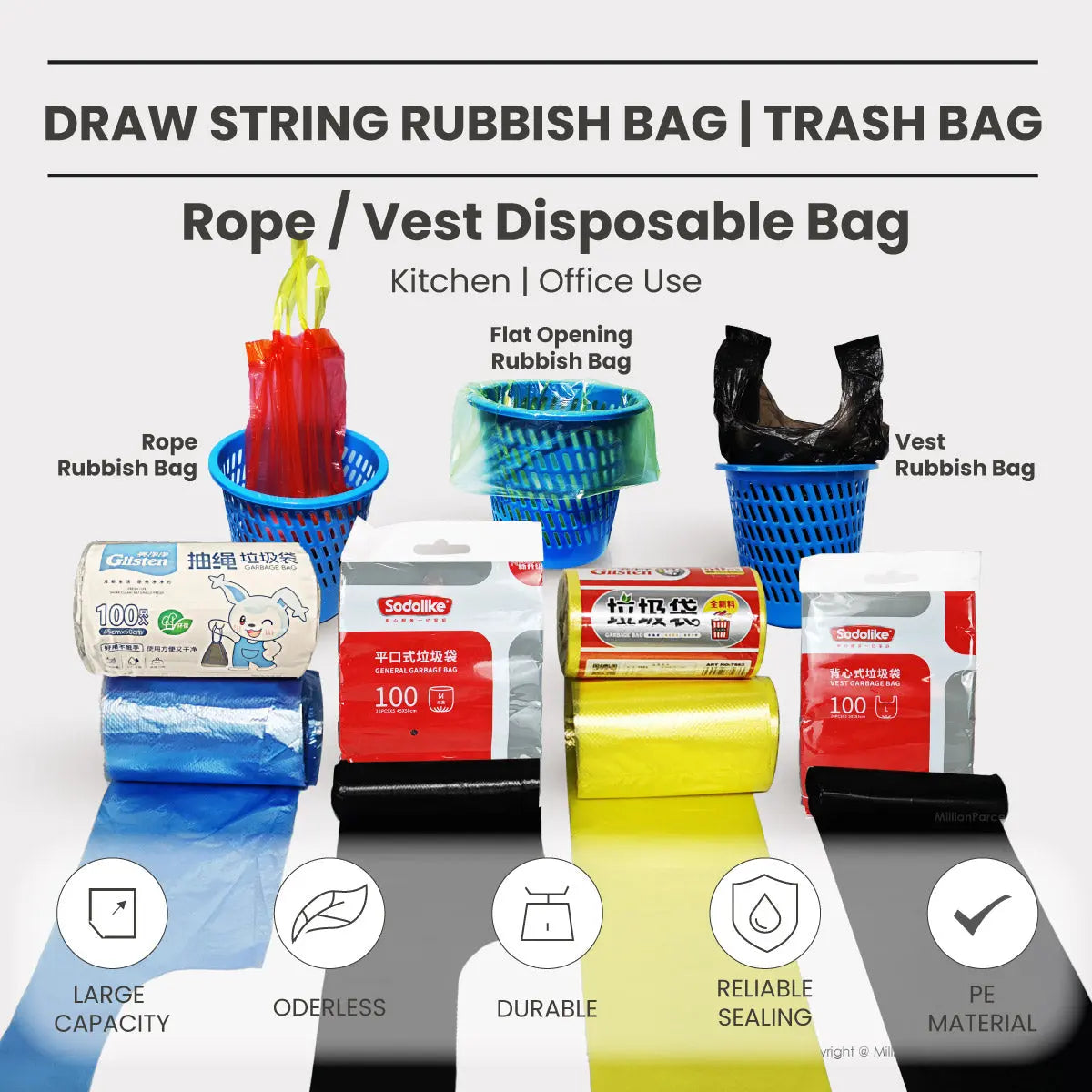 Draw String Rubbish Bag | Trash Bag - MillionParcel