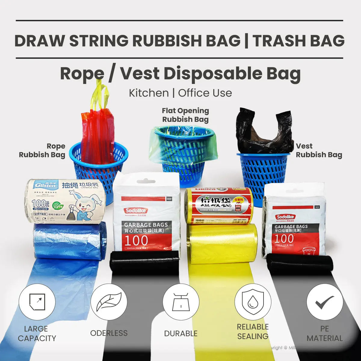 Draw String Rubbish Bag | Trash Bag - MillionParcel