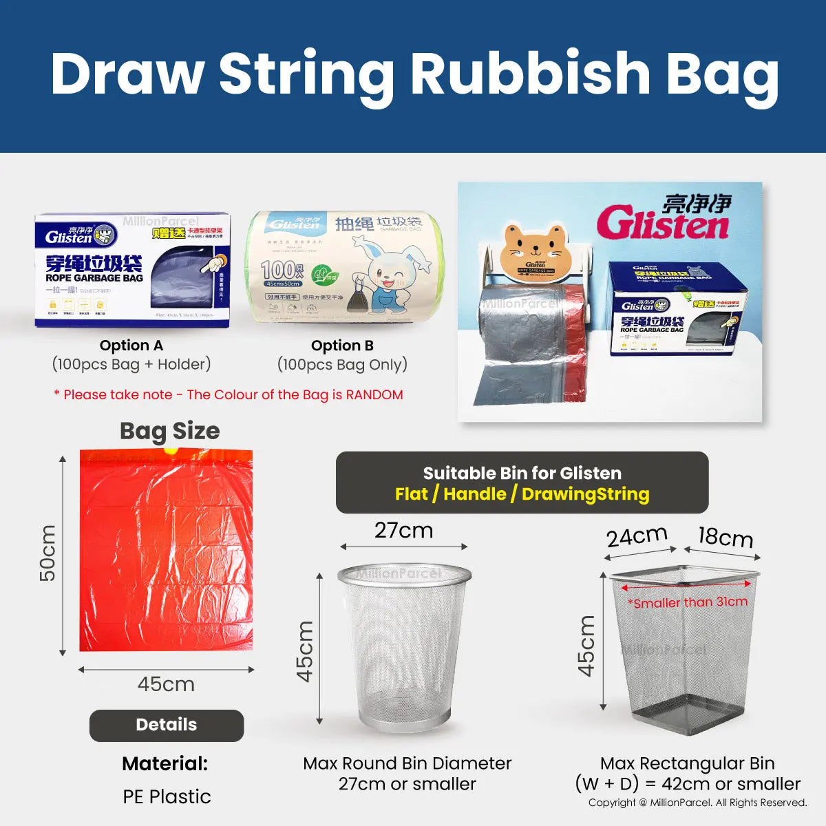 Draw String Rubbish Bag | Trash Bag - MillionParcel