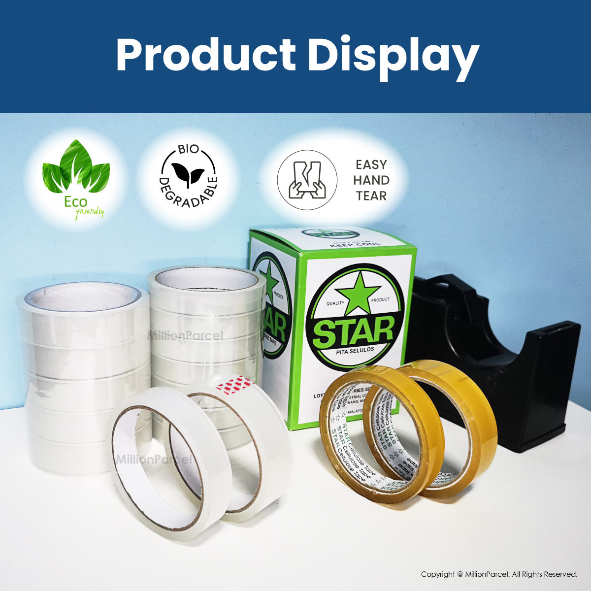 STAR & White Clear Cellulose Tape – Clear Office & Packing Tape