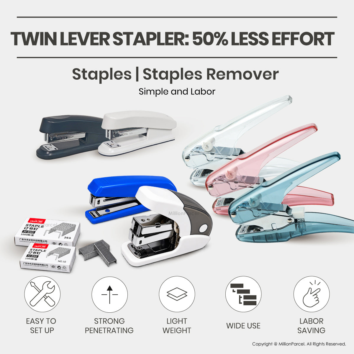 HUAJIE Office Stapler & Staples Set | 50% Less Effort, Up to 25 Sheets