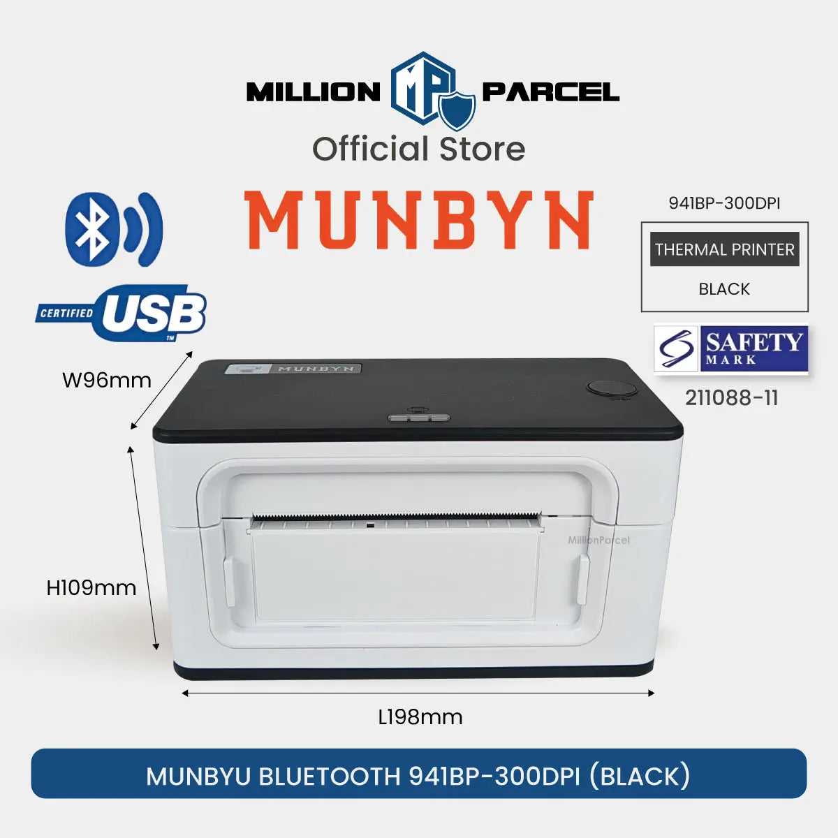 MUNBYN 941B & RW402B Bluetooth Thermal Label Printer for Small Business - MillionParcel