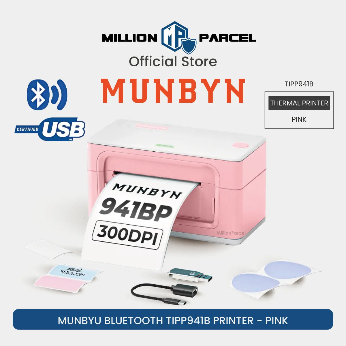 MUNBYN 941B & RW402B Bluetooth Thermal Label Printer for Small Business - MillionParcel