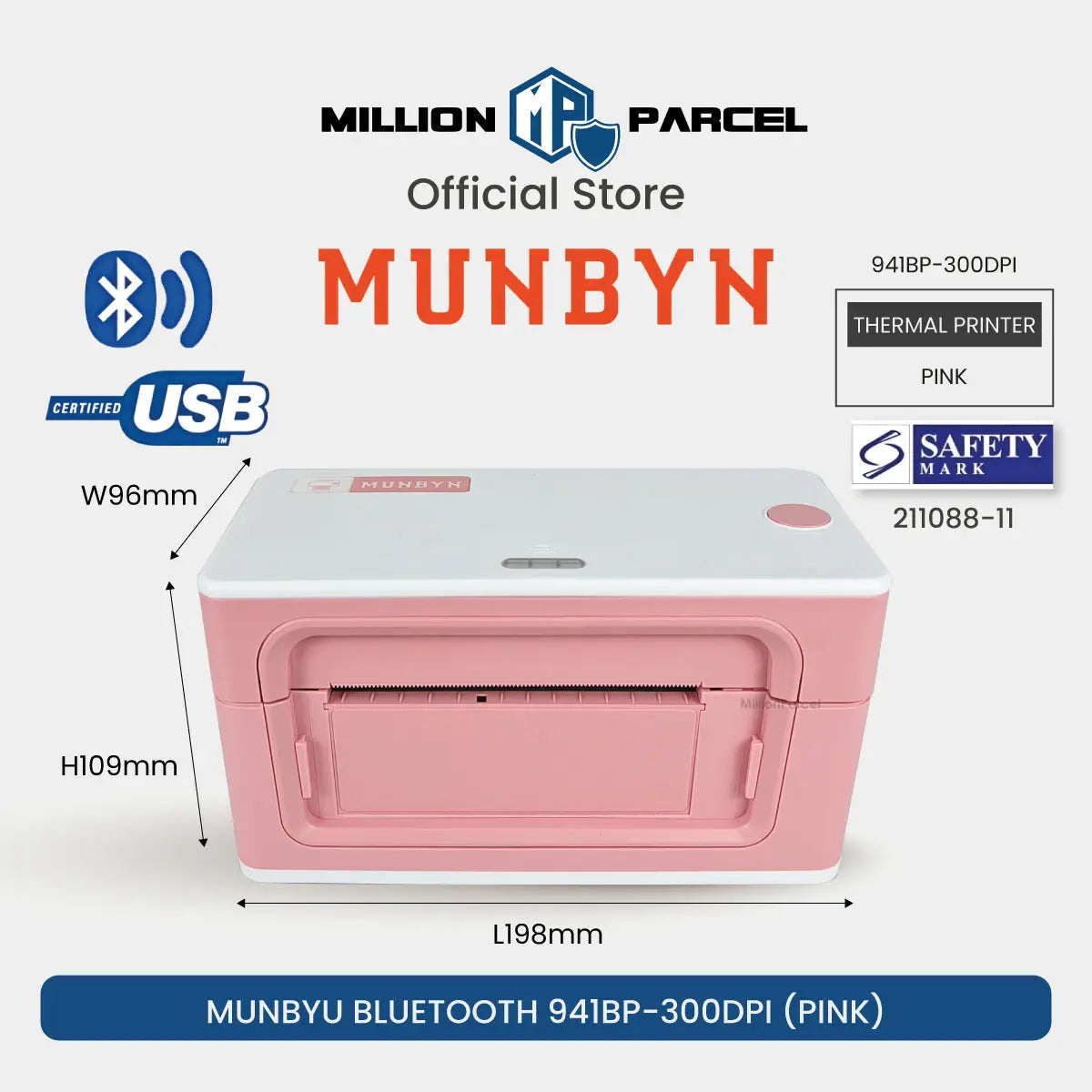MUNBYN 941B & RW402B Bluetooth Thermal Label Printer for Small Business - MillionParcel