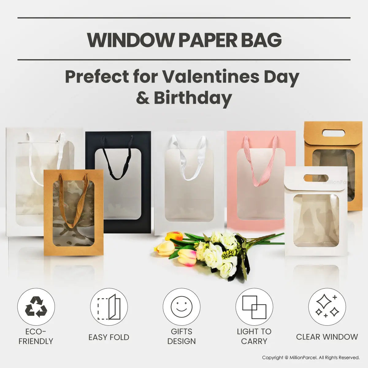 Window Paper Bag | Prefect for Valentines Day & Birthday - MillionParcel