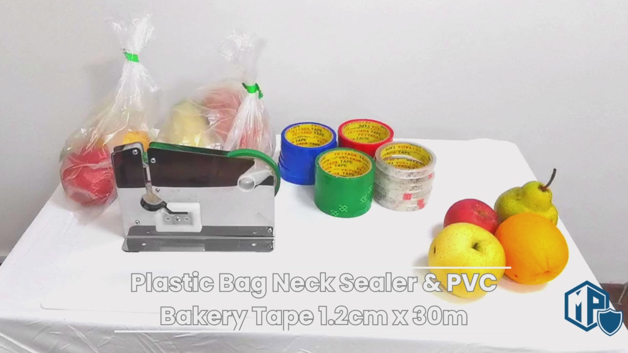 Plastic Bag Neck Sealer & PVC Bakery Tape 1.2cm x 30m