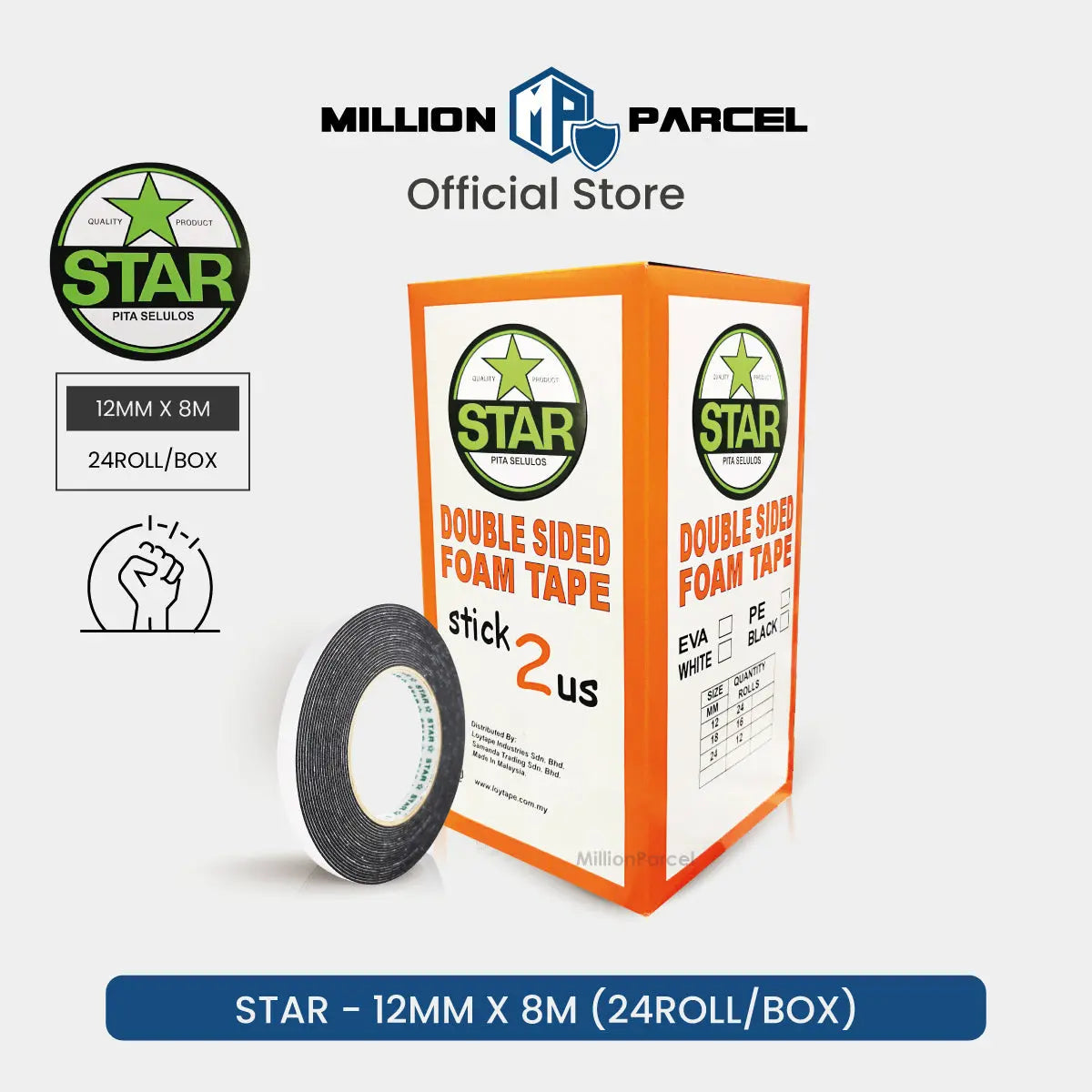 STAR Double Sided PE Black Foam Tape - MillionParcel