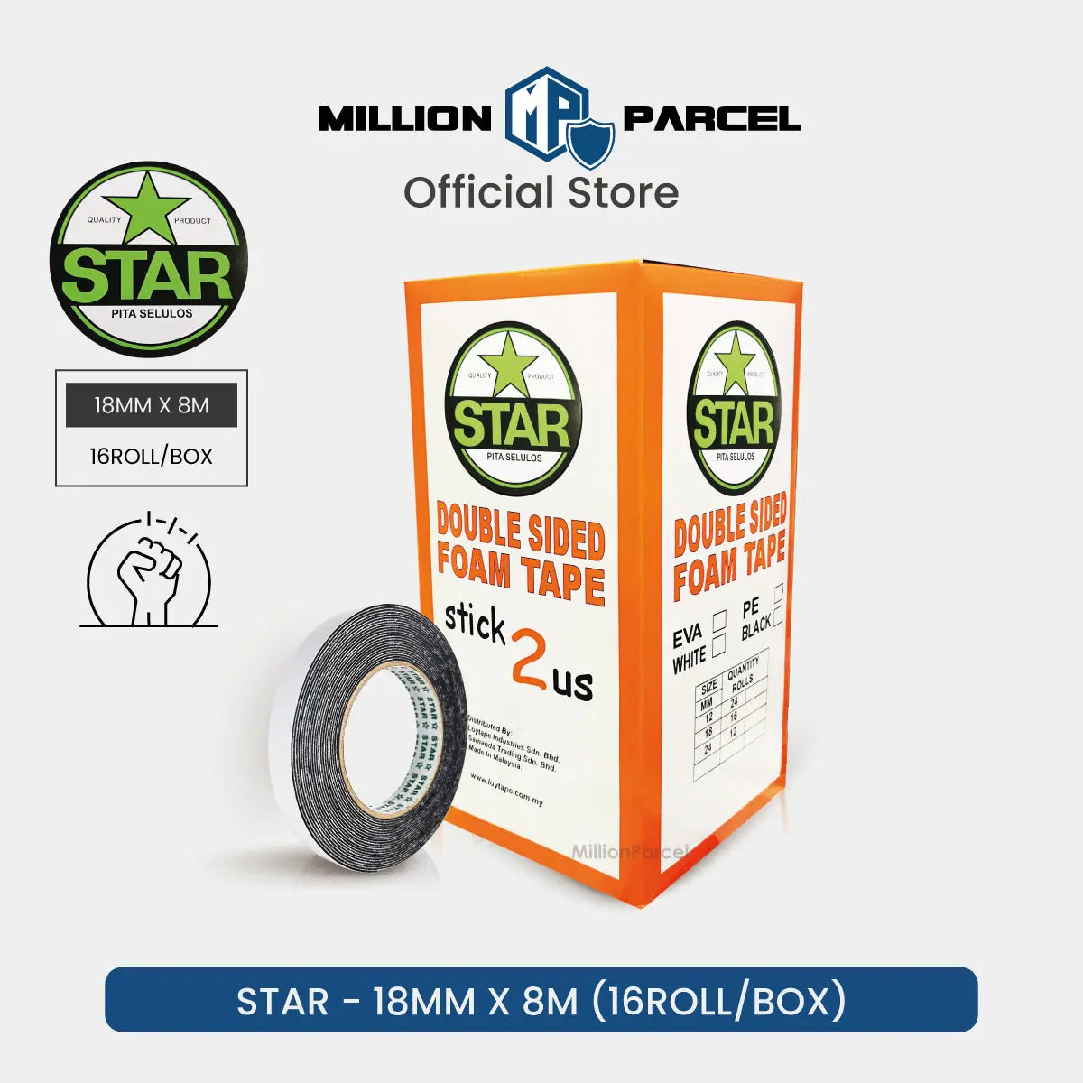 STAR Double Sided PE Black Foam Tape - MillionParcel