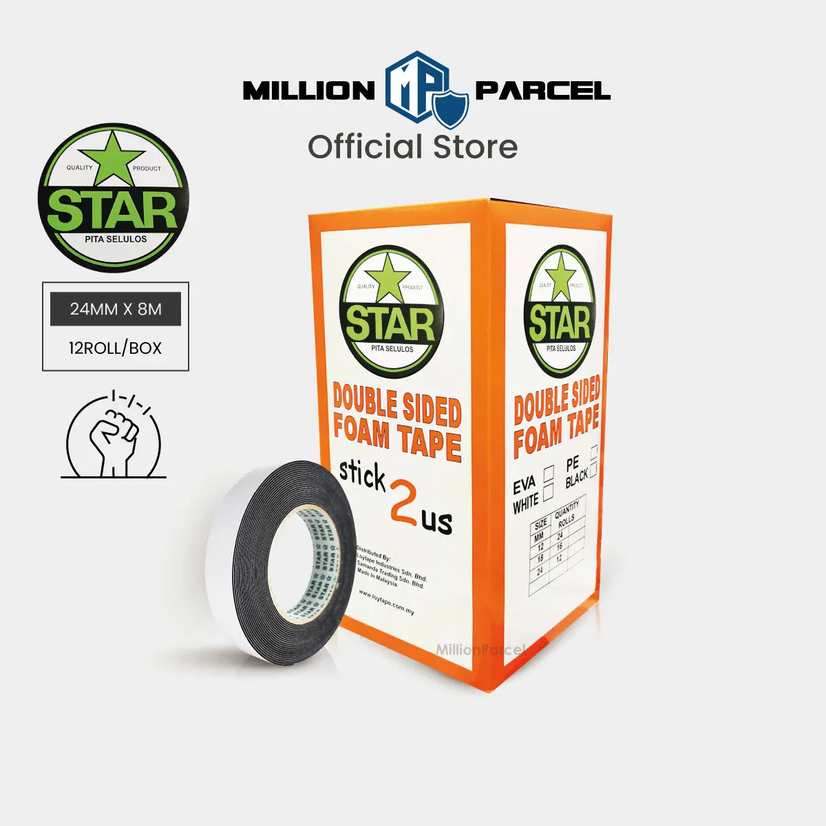 STAR Double Sided PE Black Foam Tape - MillionParcel