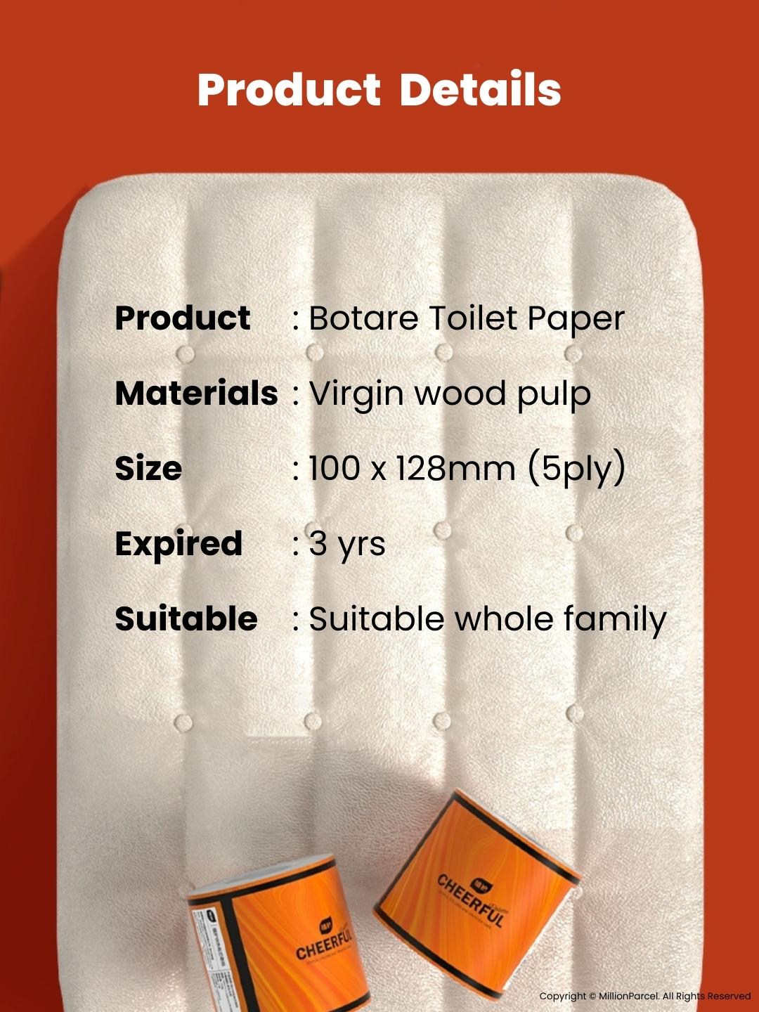 Botare Toilet Paper 4ply | Rekaan Ceria Kusyen Udara