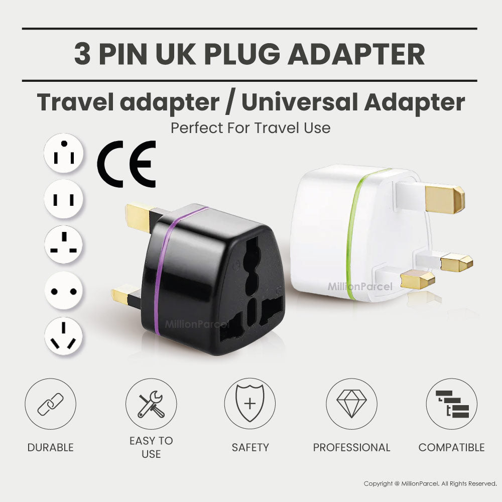 UK/SG 3 Pin Plug Power Converter | Plug Adapter for UK