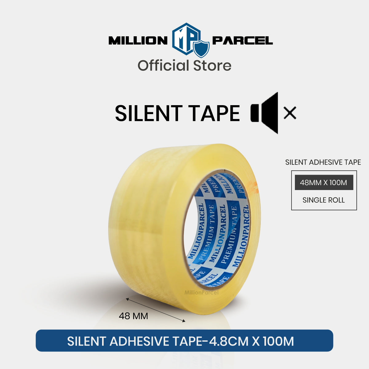 Silent Packing Tape 4.8cm x 100m | Low-Noise Carton Sealing Tape