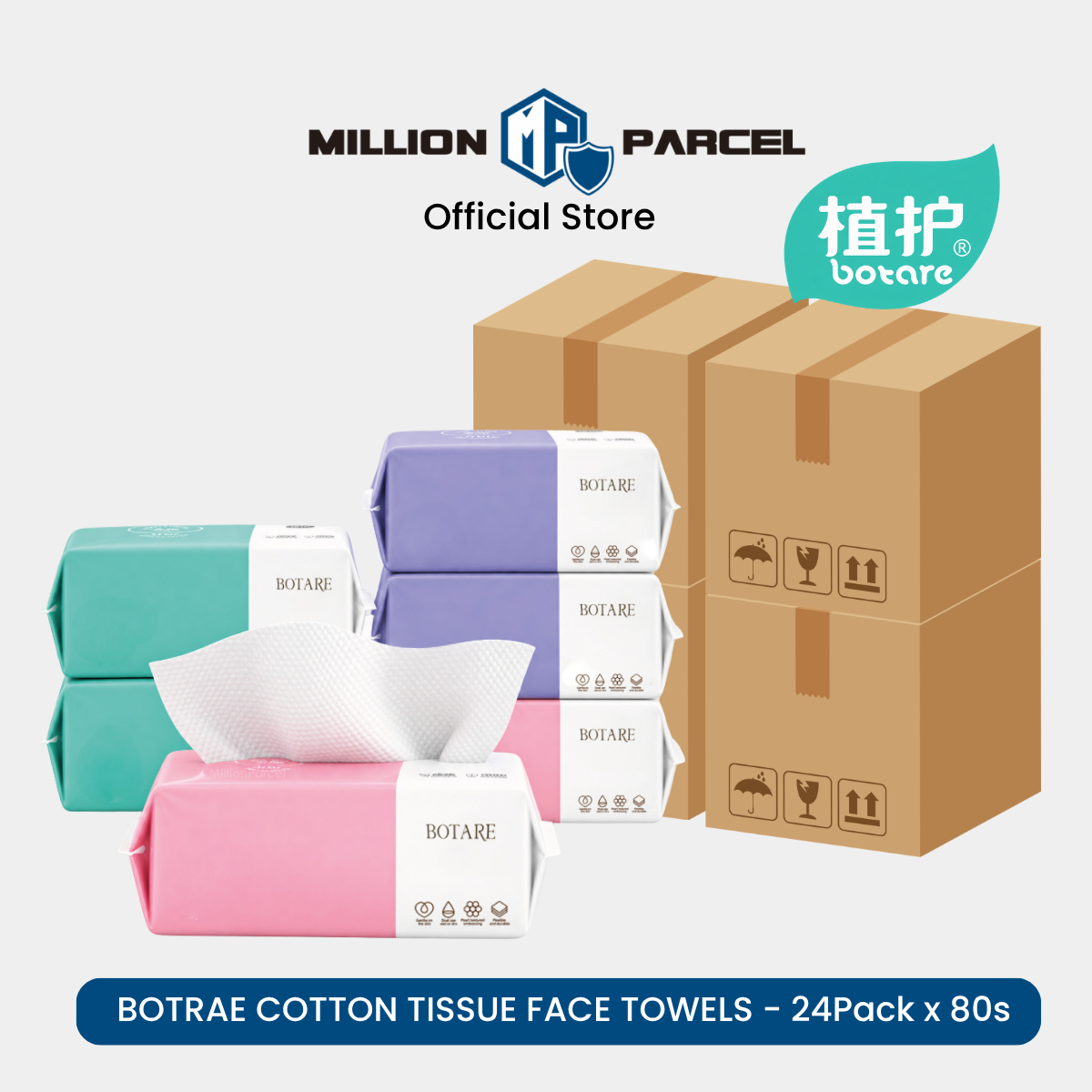 Botare Disposable Face Towel – Cotton Tissue, 80 Sheets
