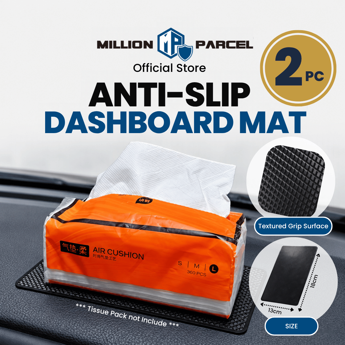 Botare anti-slip dashboard mat with textured grip surface