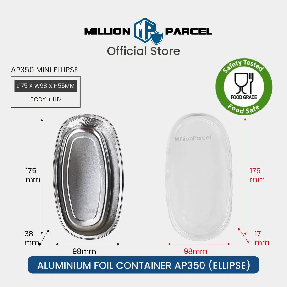 Lacy's Smooth-Wall Container with Lid | Aluminium Foil Tray - MillionParcel