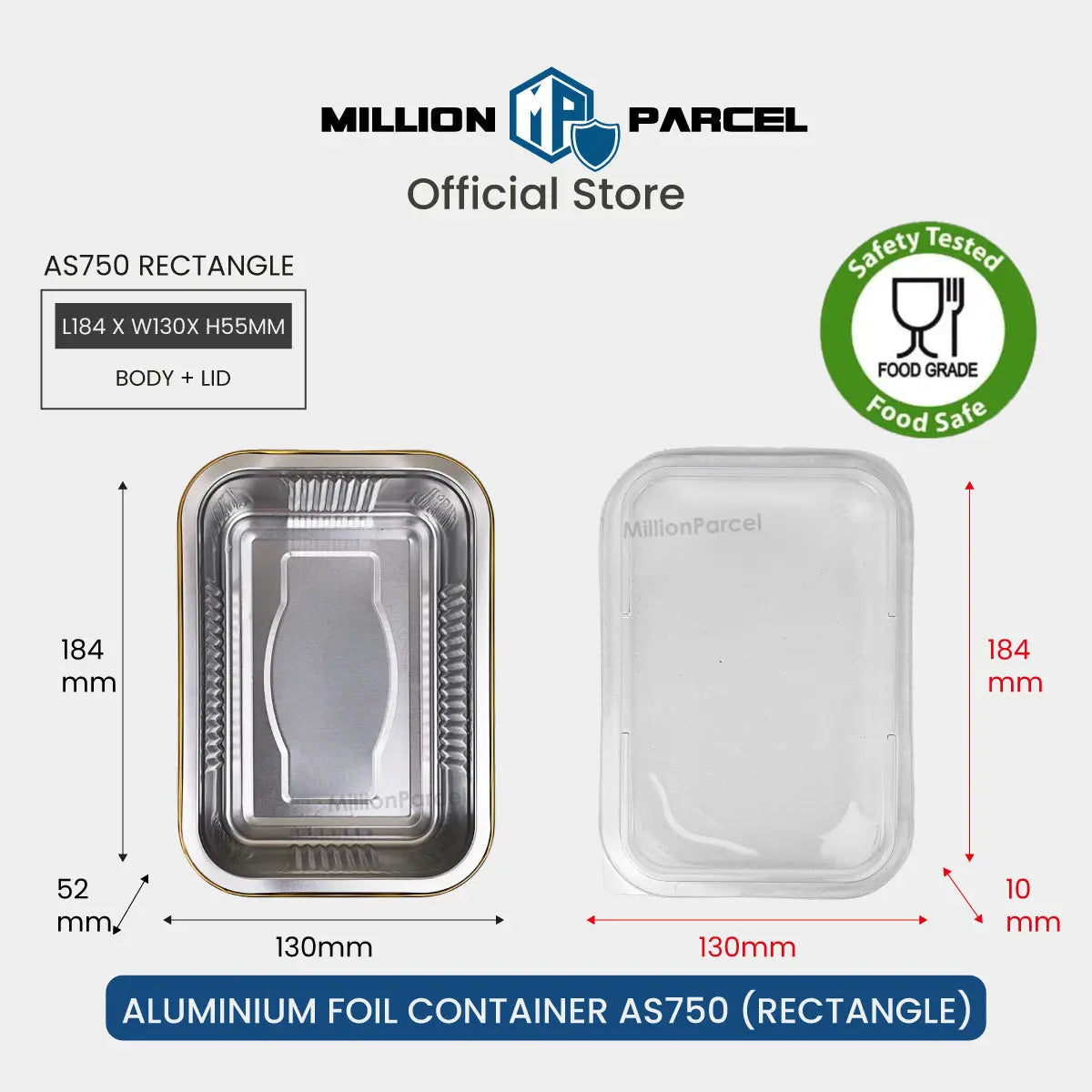 Lacy's Smooth-Wall Container with Lid | Aluminium Foil Tray - MillionParcel