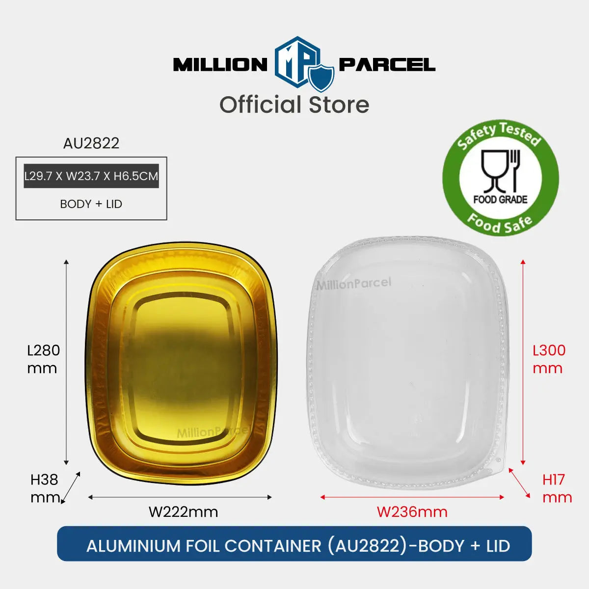 Lacy's Smooth-Wall Container with Lid | Aluminium Foil Container - MillionParcel