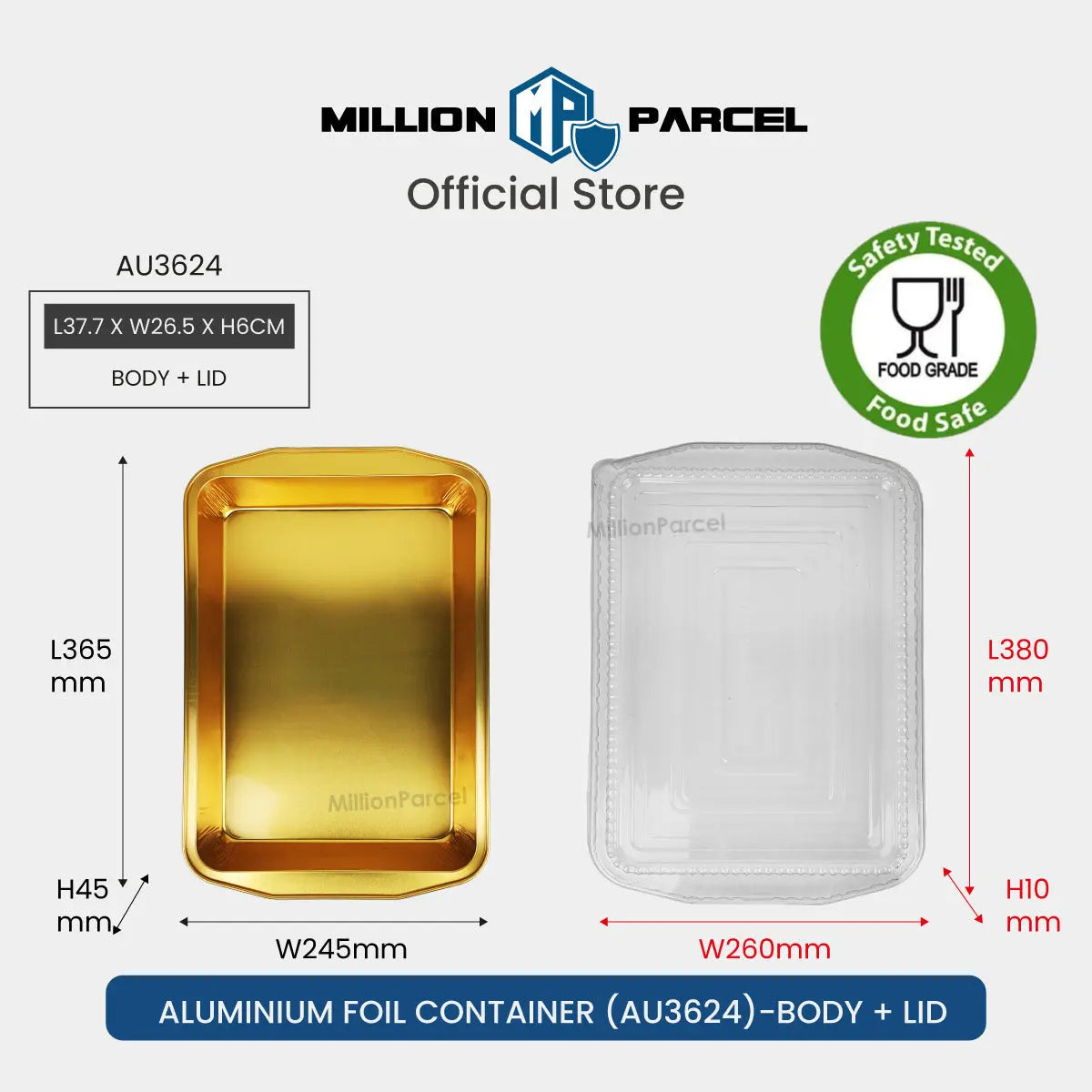 Lacy's Smooth-Wall Container with Lid | Aluminium Foil Container - MillionParcel