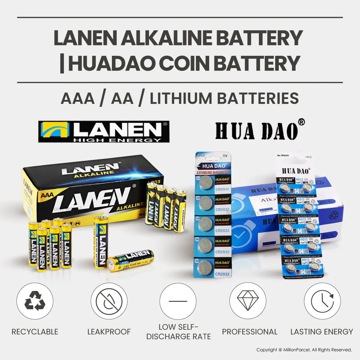 LANEN Alkaline Battery | HUADAO Coin Battery - MillionParcel