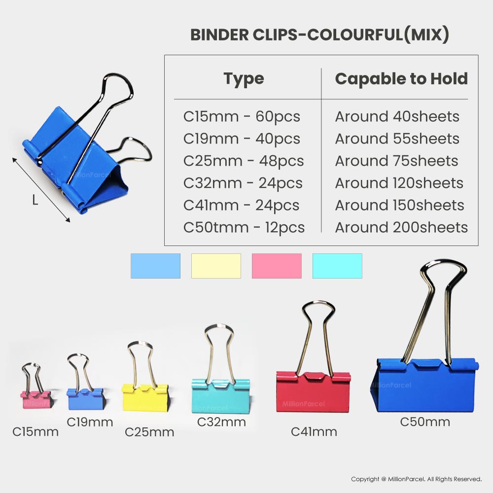 Metal Binder Clips | Color long Tail Clip