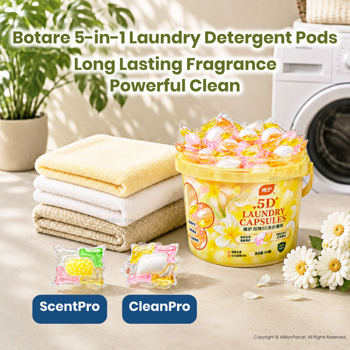 Botare 5-in-1 Laundry Capsule 100 Pods | 5D Detergent Pods Singapore
