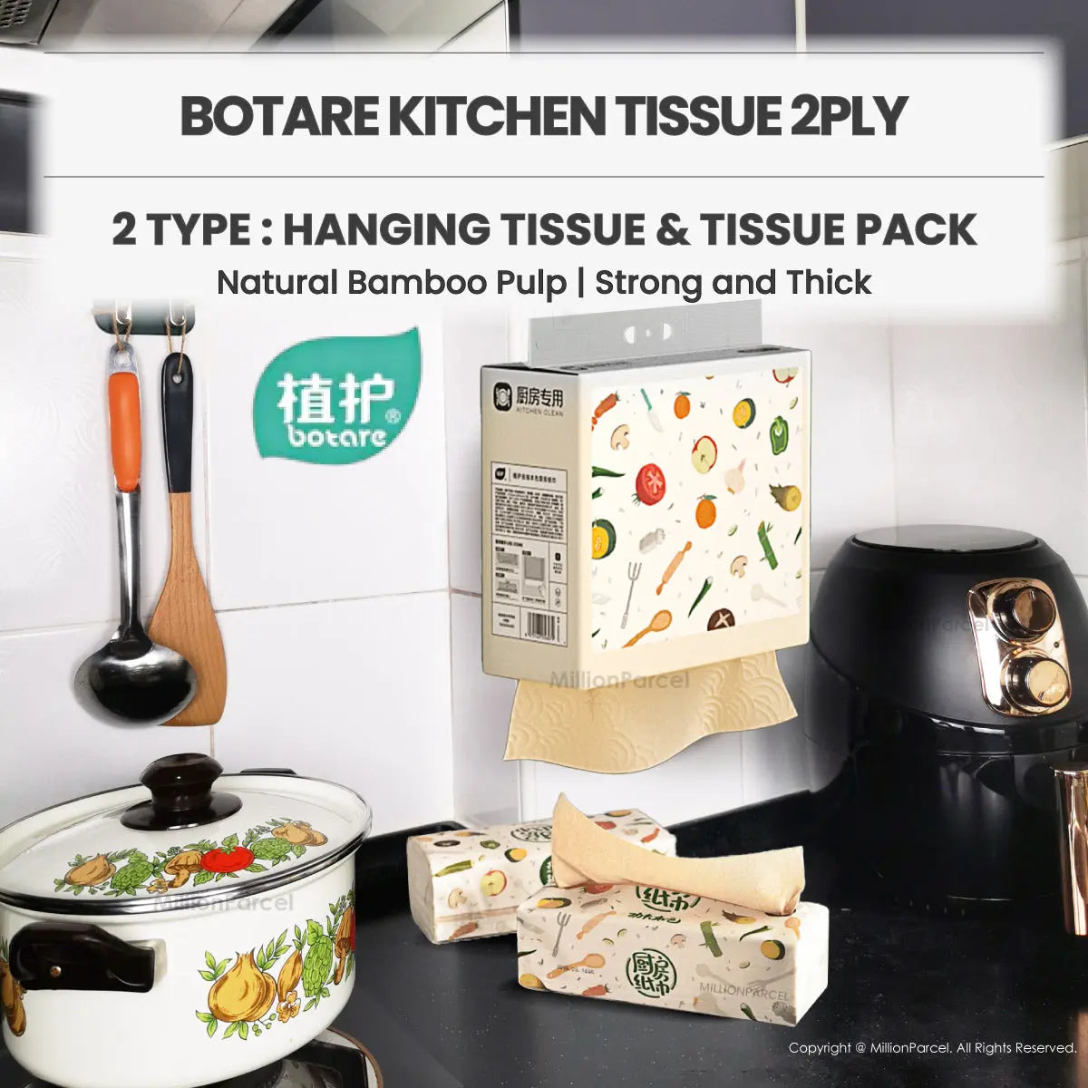 Botare Kitchen Tissue | Kitchen Wall Hanging Tissue | 2ply - MillionParcel