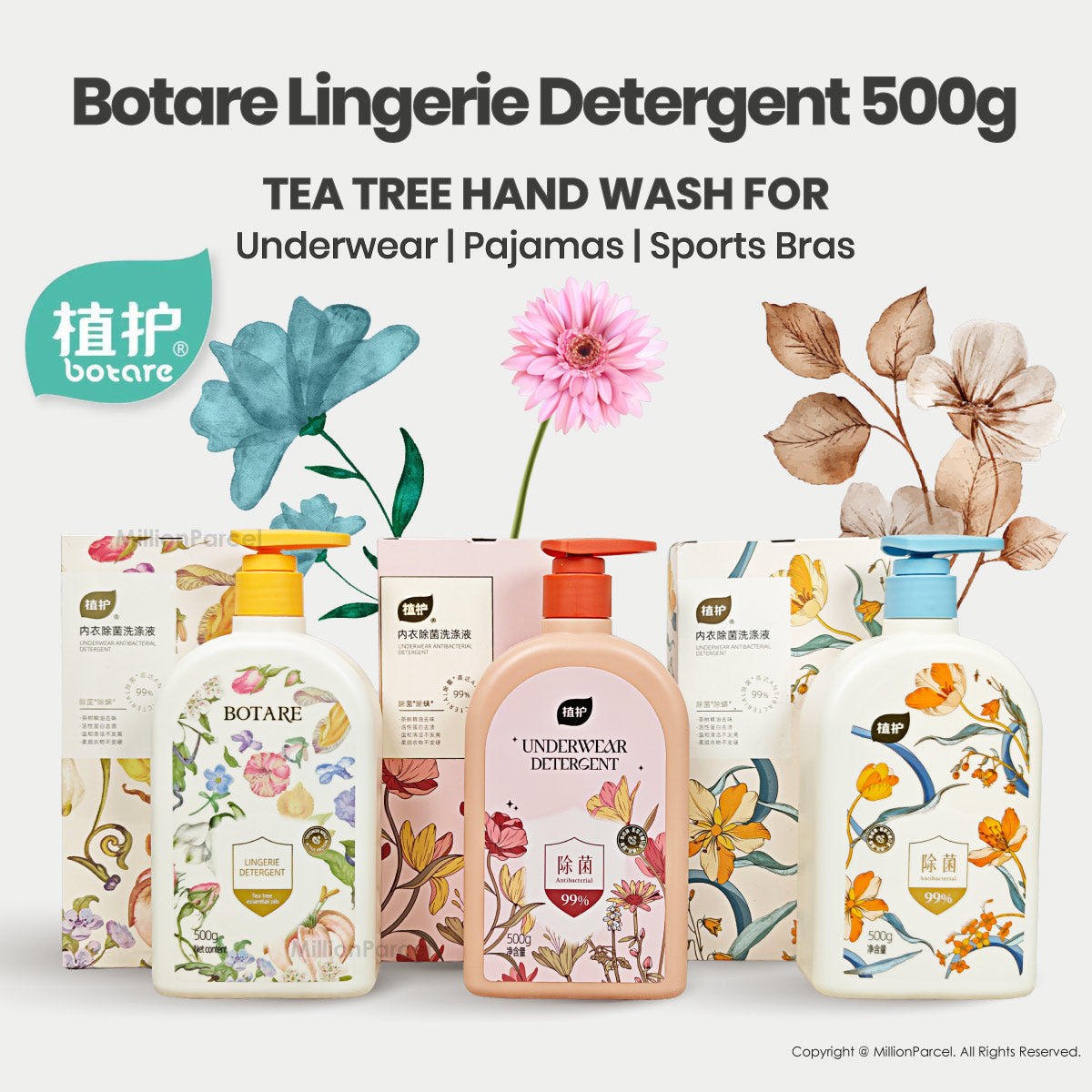 Botare Lingerie Detergent 500g | Tea Tree Hand Wash for Underwear, Pajamas & Sports Bras