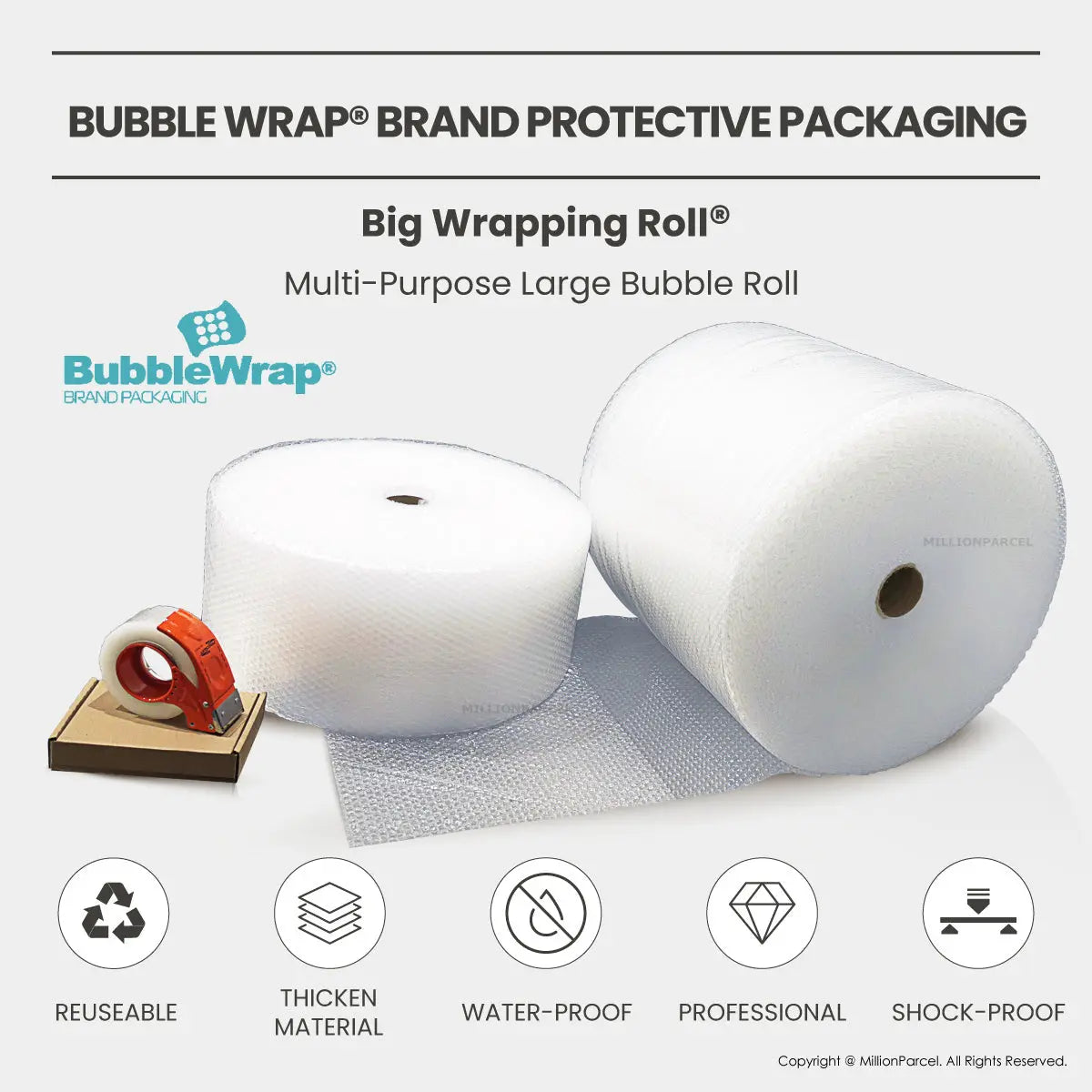 BUBBLE WRAP® Brand Protective Packaging (Big Bubble Roll) - MillionParcel