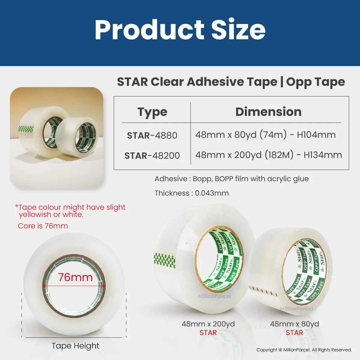 STAR Clear Adhesive Tape | Opp Tape | Brown Tape - MillionParcel