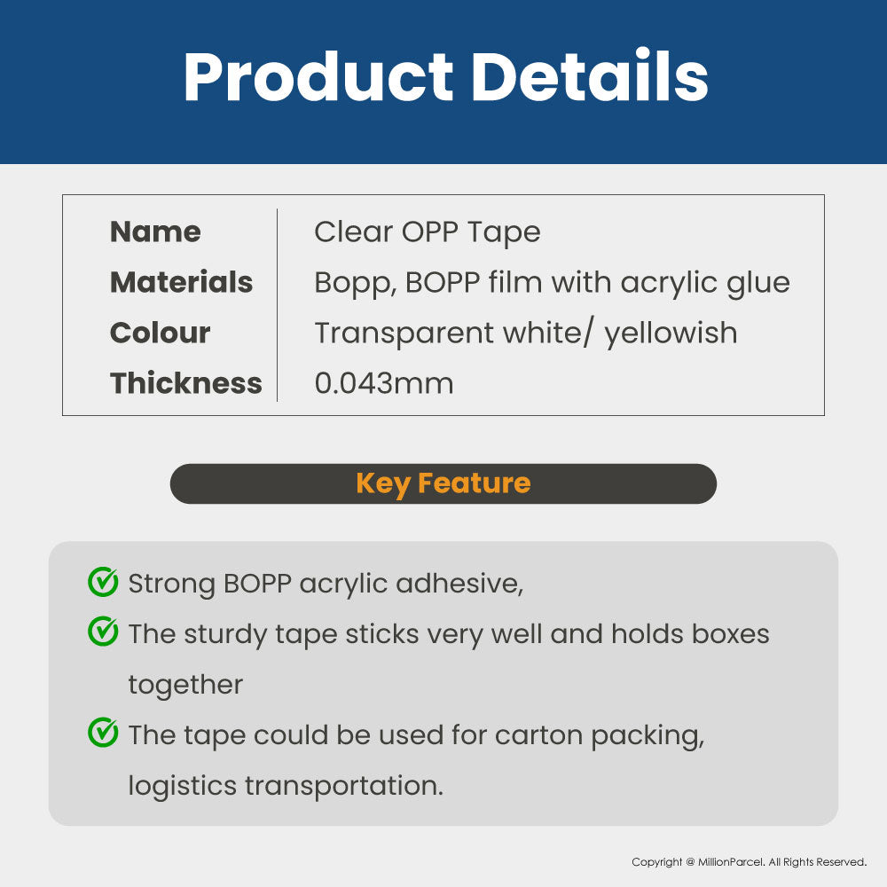 Clear Adhesive Tape | Opp Tape - MillionParcel