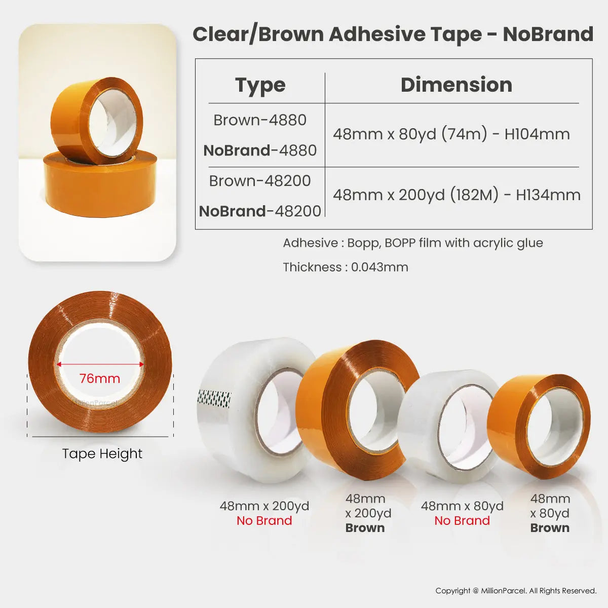 STAR Clear Adhesive Tape | Opp Tape | Brown Tape - MillionParcel